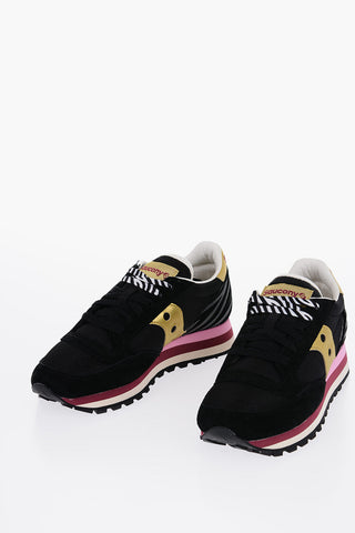 Suede and Nylon JAZZ TRIPLE Low Top Sneakers with Animal Patterned Detail