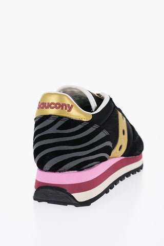 Suede and Nylon JAZZ TRIPLE Low Top Sneakers with Animal Patterned Detail