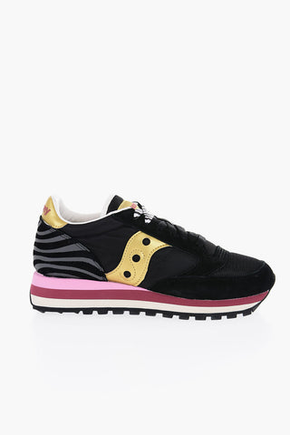Suede and Nylon JAZZ TRIPLE Low Top Sneakers with Animal Patterned Detail