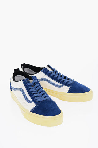 Two-Tone Leather and Fabric Low-Top Sneakers