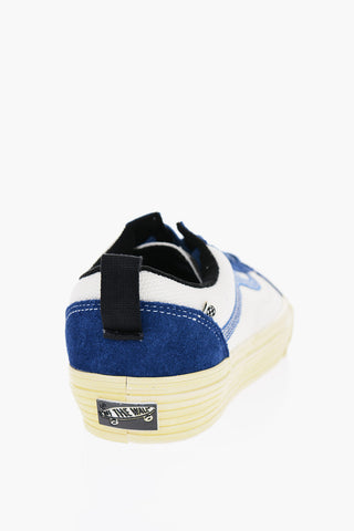 Two-Tone Leather and Fabric Low-Top Sneakers