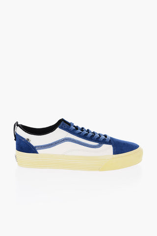 Two-Tone Leather and Fabric Low-Top Sneakers