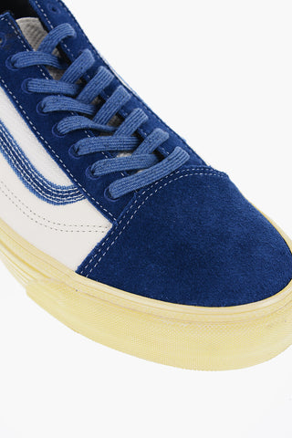 Two-Tone Leather and Fabric Low-Top Sneakers