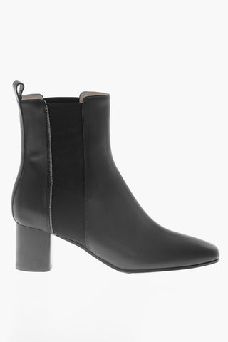 Leather Chelsea Booties Heel 6 cm