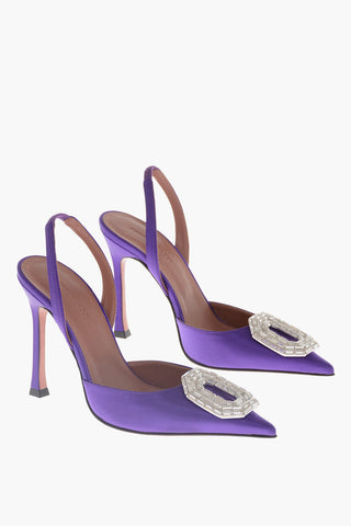 Slingback Pointed Satin Pumps 10 cm