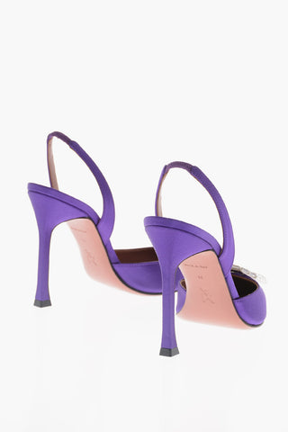 Slingback Pointed Satin Pumps 10 cm