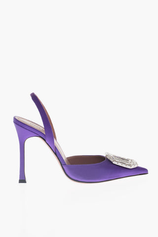 Slingback Pointed Satin Pumps 10 cm