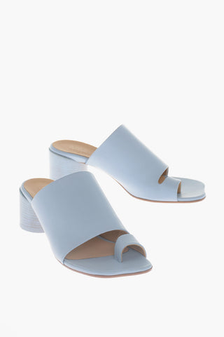 MM6 Open-Toe Leather Mules With Round Heel 6 cm