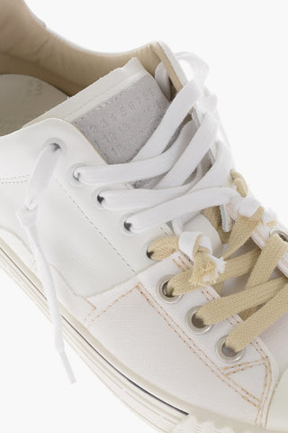 MM22 Low-Top Leather Sneakers With Raw Cut Details