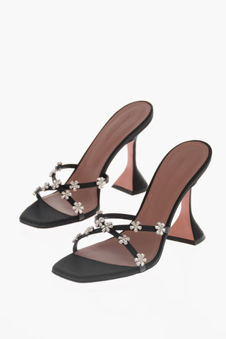 Satin Sandals With Rhinestones Details Heel 10 cm