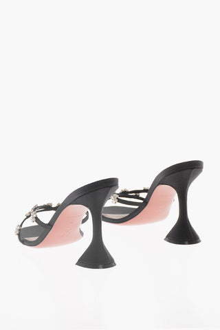 Satin Sandals With Rhinestones Details Heel 10 cm