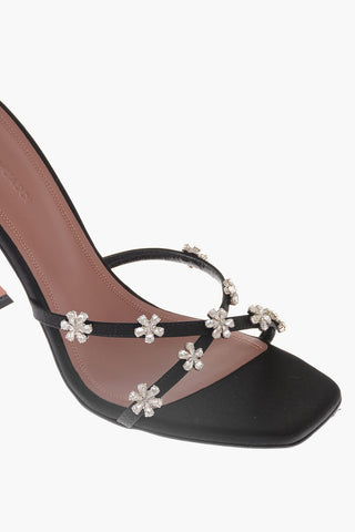 Satin Sandals With Rhinestones Details Heel 10 cm