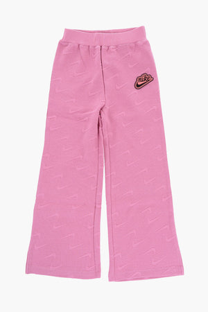 Einfarbige ausgestellte Hose mit Allover-Logo