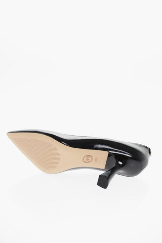 Pointed Leather Pumps With Spool Heel 9 cm