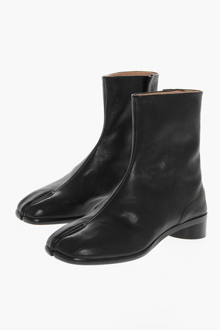 Hammered Leather Tabi Boots