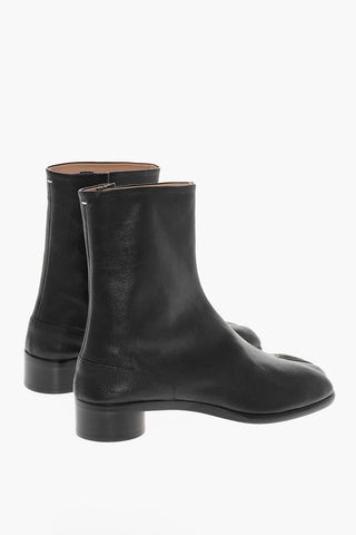 Hammered Leather Tabi Boots