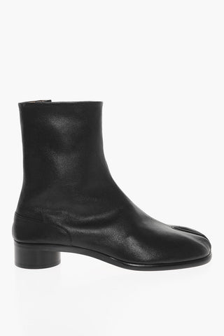 Hammered Leather Tabi Boots
