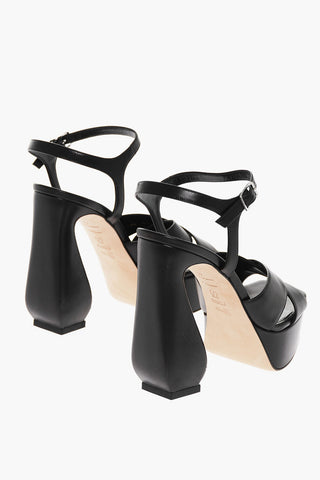 Criss-Cross Leather Sandals Heel 13 cm
