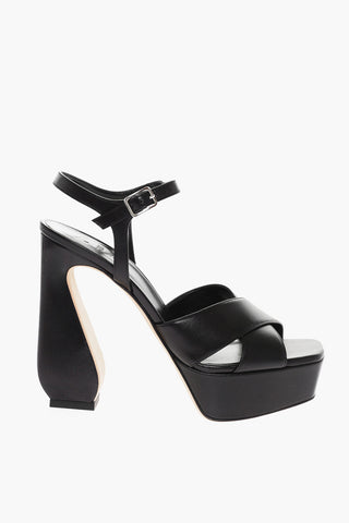Criss-Cross Leather Sandals Heel 13 cm