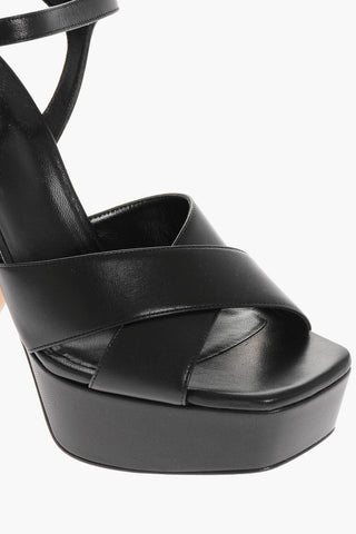 Criss-Cross Leather Sandals Heel 13 cm