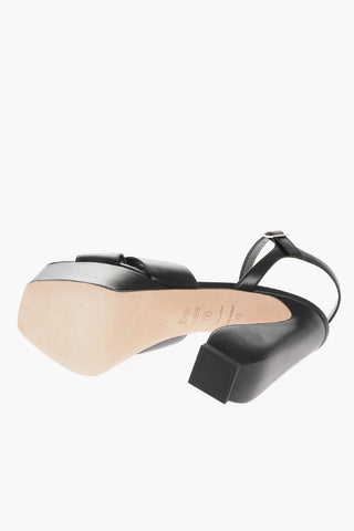 Criss-Cross Leather Sandals Heel 13 cm
