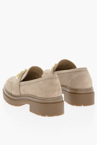 Suede Leather Loafers With tank Sole