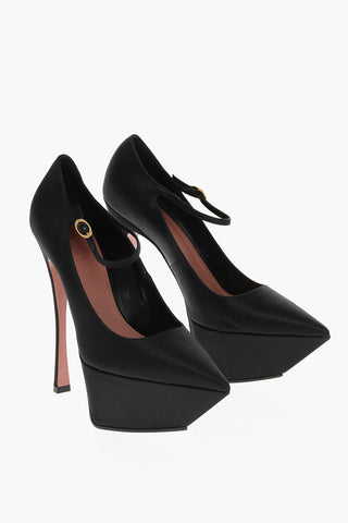 Platform Pointed Satin Pumps Heel 16 cm