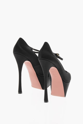 Platform Pointed Satin Pumps Heel 16 cm