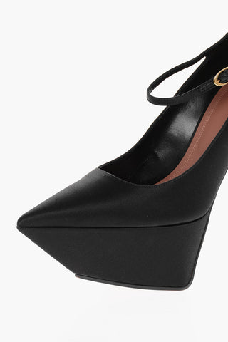 Platform Pointed Satin Pumps Heel 16 cm