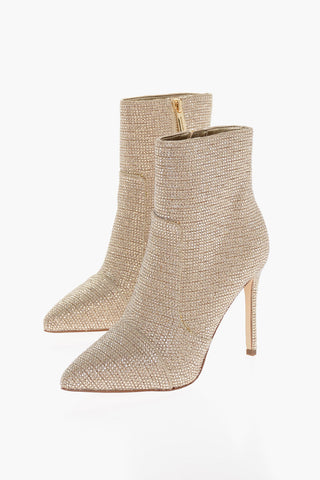 Pointed Booties With Allover Rhinestones Heel 10 cm