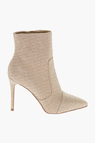 Pointed Booties With Allover Rhinestones Heel 10 cm