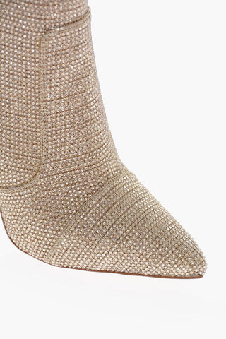 Pointed Booties With Allover Rhinestones Heel 10 cm