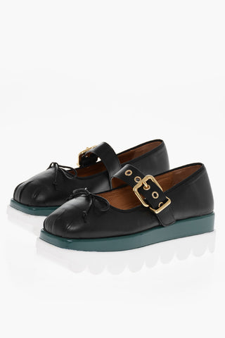Platform Sole Leather Ballerinas
