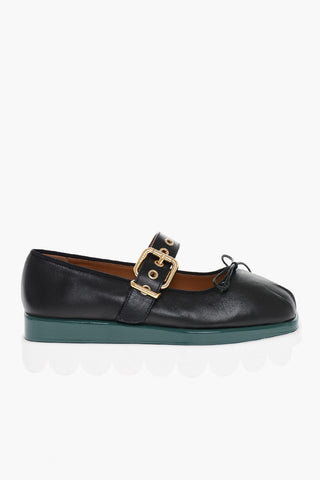 Platform Sole Leather Ballerinas