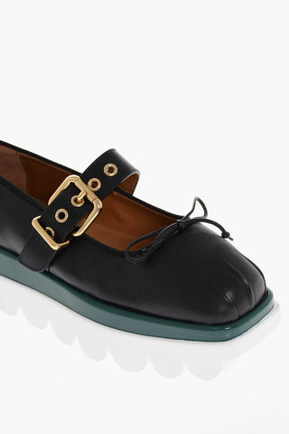 Platform Sole Leather Ballerinas