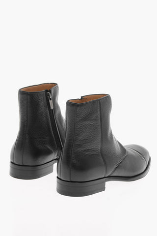 Stivaletti In Pelle Martellata con Zip