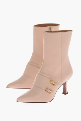 Leather MALVINA Ankle Boots with Side Zip Heel 7.5cm