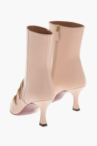 Leather MALVINA Ankle Boots with Side Zip Heel 7.5cm