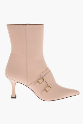 Leather MALVINA Ankle Boots with Side Zip Heel 7.5cm