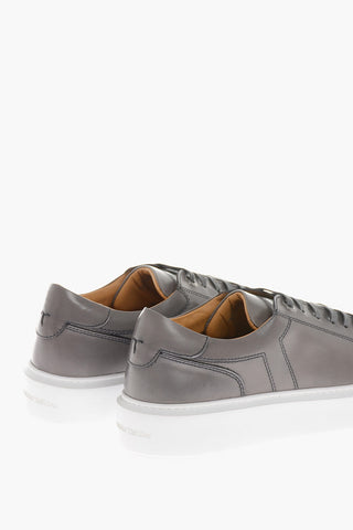 Leather PAESTUM Low Top Sneakers with Contrasting Sole