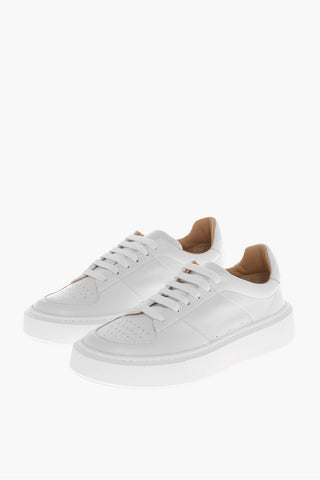 Solid Color Leather JEANNE Low Top Sneakers