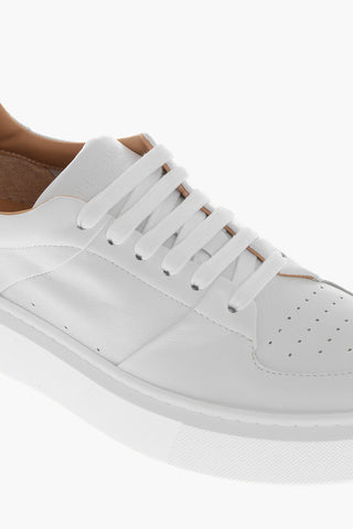 Solid Color Leather JEANNE Low Top Sneakers