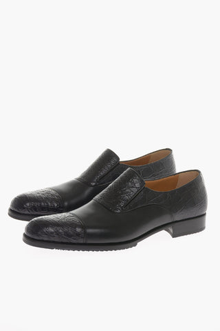 Leather Loafers with Crocodile Details