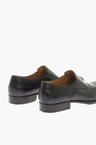 Leather Loafers with Crocodile Details