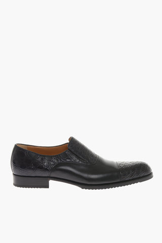 Leather Loafers with Crocodile Details