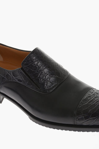 Leather Loafers with Crocodile Details