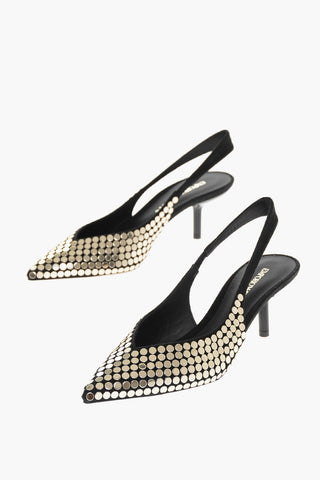 EMPORIO Pointed Slingback Pumps With Appliques Heel 6 cm