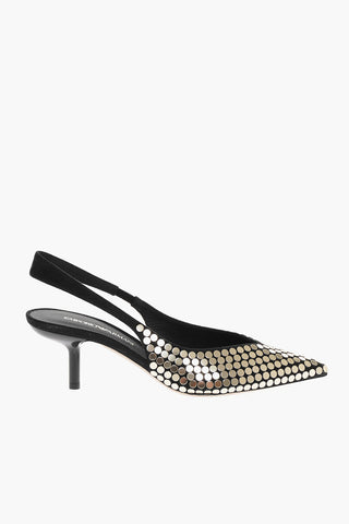 EMPORIO Pointed Slingback Pumps With Appliques Heel 6 cm