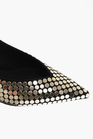 EMPORIO Pointed Slingback Pumps With Appliques Heel 6 cm