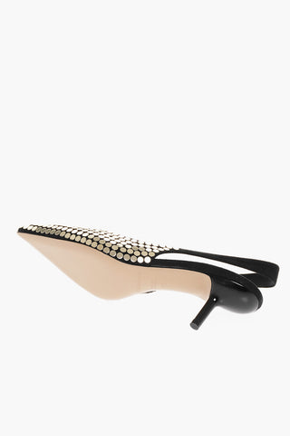EMPORIO Pointed Slingback Pumps With Appliques Heel 6 cm
